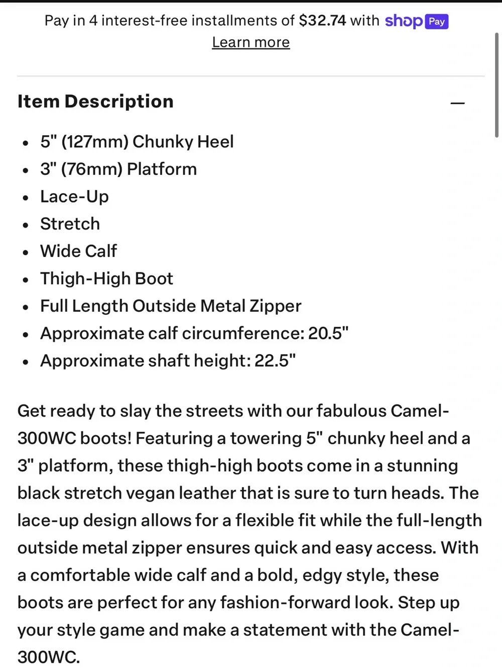 Demonia Camel-300WC Tall Platform Boots